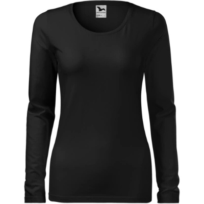 MALFINI Slim дамска тениска с дълъг ръкав, черна (13901)