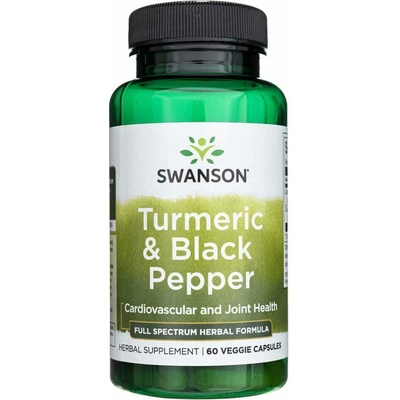 Swanson Turmeric & Black Pepper Kurkuma a černý pepř 60 kapsúl
