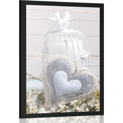 Plakát vintage srdíčko a vojtěšky - 20x30 black