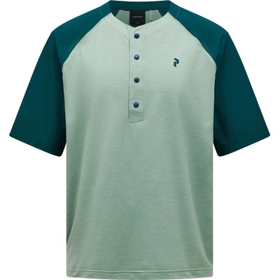 Peak Performance Мъжка фланелка с къс ръкав за колоездене Peak Performance Trail Snap Henley S/S Cycling jersey - Green Valley (056-3871-0213)