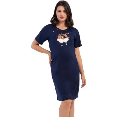 Тъмносиня нощница за кърмене с мече