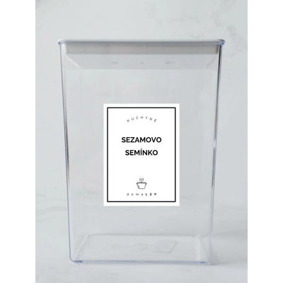 DomaLEP SEZAMOVO SEMÍNKO bílá samolepka na dózu tučné písmo 6 x 8 cm