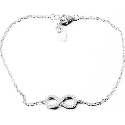 Zlatnictví Zlatíčko stříbrný náramek nekonečno se zirkony 010.00002