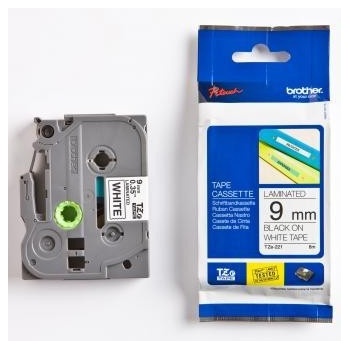 Brother TZ-221 / TZe-221, 9mm x 8m, черен печат / бял фон, оригинална лента (TZE221)