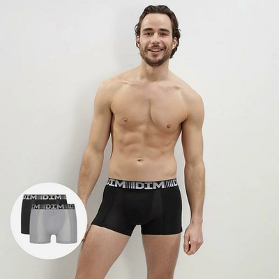 DIM COTTON 3D FLEX AIR BOXER 2x - Мъжки боксерки 2 броя - сив - черен DIM | Cheren | МЪЖЕ | L