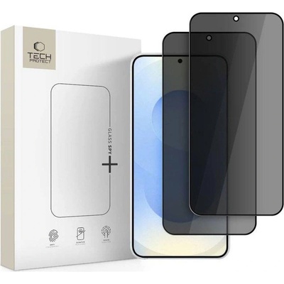 Tech-Protect Затъмняващ Протектор за Samsung S26, Tech-Protect Privacy Spy+ Glass 2бр. , Черен (5906302332700)