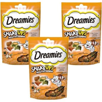 DREAMIES Shake Up Multivitamíny Kačacie a kocúrnikové mäty Kuracie 3 x 55 g