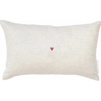 Bastion Collections Ľanový vankúš s výplňou Naturel Heart in Rose 30x50