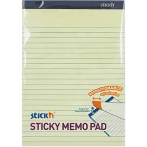 Stick`n Stick'n Пад, самозалепващ се, 254 x 178 mm, на редове, жълти листове, 50 листа (21851)