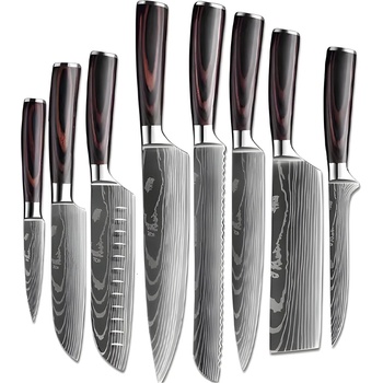 HARAHU Комплект кухненски ножове bl-29418 - 8бр / Черен / Кафяв / Тип2 kp29418 (bl-29418)