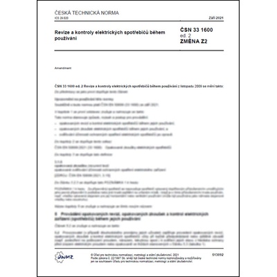 ČSN 33 1600 ed. 2 Změna Z2 - Revize a kontroly elektrických spotřebičů během používání