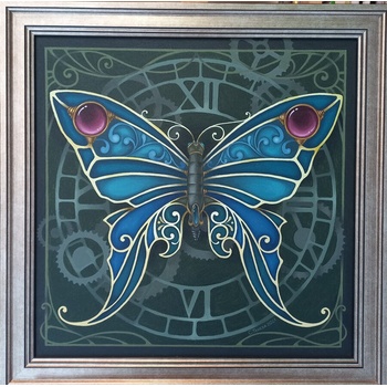 Винтидж -футуризъм и стимпънк картина с пеперуда