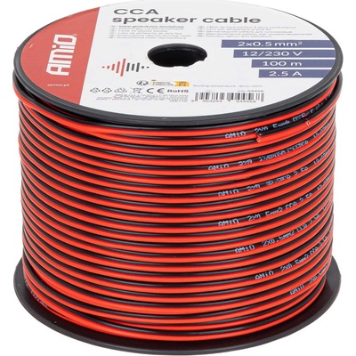 Amio 04456 Vodič reproduktoru dvoužilový CCA 2x0.5mm2 100m