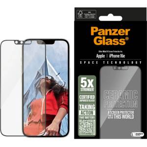Panzer Стъклен протектор PanzerGlass за iPhone 17E, iPhone 16E, 14, 13, 13 Pro, Ceramic, Ultra-Wide Fit