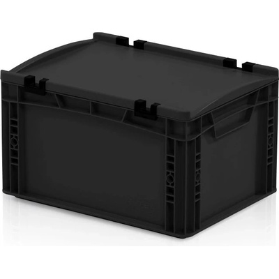 TBA Plastová ESD Euro přepravka 400 x 300 x 220 cmmm s víkem plný úchyt