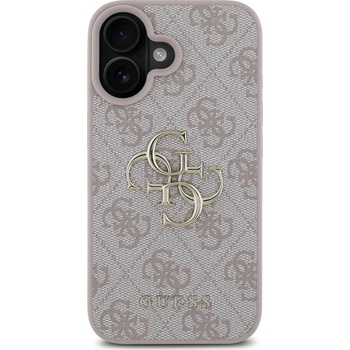 GUESS Предпазен калъф Guess PU 4G Metal Logo за iPhone 16, розов