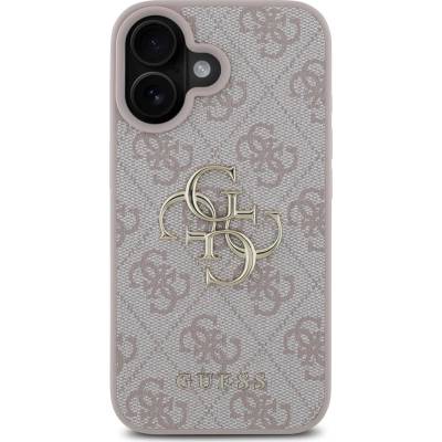 GUESS Предпазен калъф Guess PU 4G Metal Logo за iPhone 16, розов