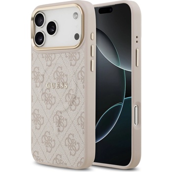 GUESS PU Leather 4G Gold Frame MagSafe Задна крышка за iPhone 17 Pro Max Pink Guess | Rozov | ЖЕНИ | UNI