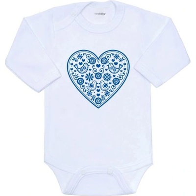 NEW BABY Бебешко боди с щампа New Baby Народен модел синьо сърце 80 (9-12м) (57370)