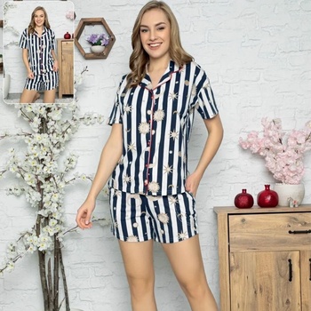 Image 1 of Лятна пижама на райе с луна, слънце и звезди