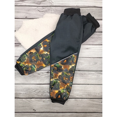 Textil EBi Zimní softshellové kalhoty s BERÁNKEM černé John Deere