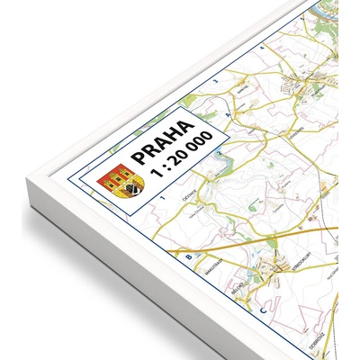 Excart Maps Praha - nástěnná mapa 183 x 138 cm Varianta: mapa v hliníkovém rámu, Provedení: bílý rám
