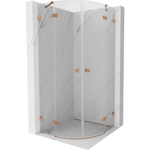 Mexen Lunar полукръгла душ кабина 90 x 90 cm, прозрачна, четкана мед - 833-090L-090P-65-00 (833-090L-090P-65-00)