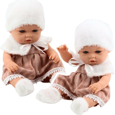 LeanToys Béžové šaty s čepicí a límcem pro Baby Doll