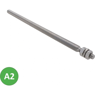 Nerezový závitový kolík, M14/M10, vrátane matíc a podložiek