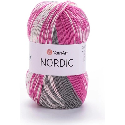 Yarn Art příze Nordic 655 růžová, šedá, smetanová