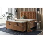  Бокспринг легло Diamond с матрак 150/200 см, Кафяв, Повдигащ механизъм, Подматрачна рамка