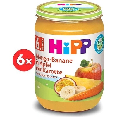 HiPP BIO Jablko s banánem mangem a mrkví 6 x 190 g
