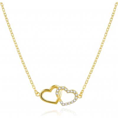 Agato Půvabný pozlacený náhrdelník se srdíčky AGS1499/47-GOLD