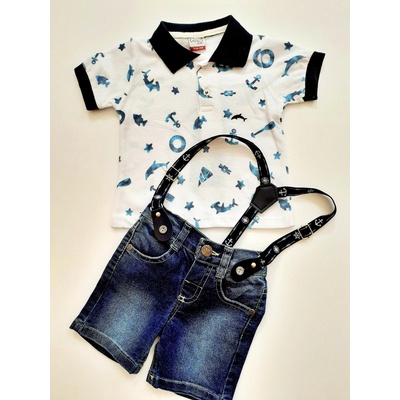 Breeze Морски комплект за момче панталони и тениска- бяло