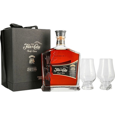 Flor de Caña 25y 40% 0,7 l (dárkové balení 2 sklenice)