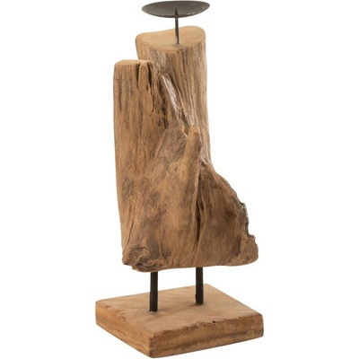 Dřevěný svícen v přírodním tvaru z teakového dřeva Trun S - 15*15*35 cm - J-Line by Jolipa