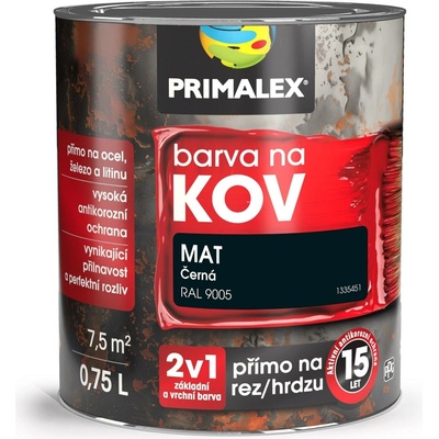 Primalex Antikorozní barva na kov 2v1 0,75 l černá Mat