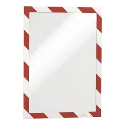 DURABLE Informačný panel, A4, samolepiaca zadná strana, DURABLE "DURAFRAME SECURITY", červený-biely