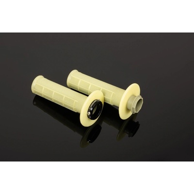 RENTHAL gripy MX R-WORKS LOCK-ON ARAMID (HALF WAFFLE) barva krémová