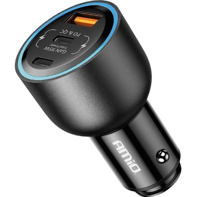 Nabíječka do auta 2x USB C port + USB A port 12/24V 95W AMIO-04372