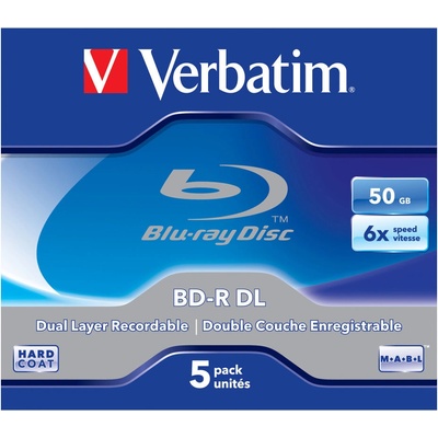 Verbatim Bluray Verbatim 50GB 5 броя Spin 6x Withe Blue Surface (43748)