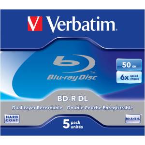 Verbatim Bluray Verbatim 50GB 5 броя Spin 6x Withe Blue Surface (43748)