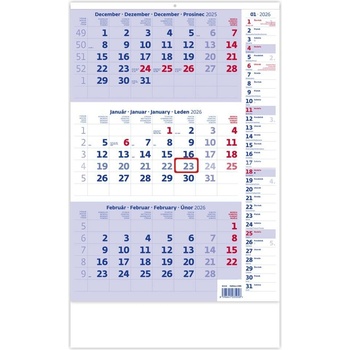 Tříměsíční modrý s poznámkami nástěnný Helma 2026