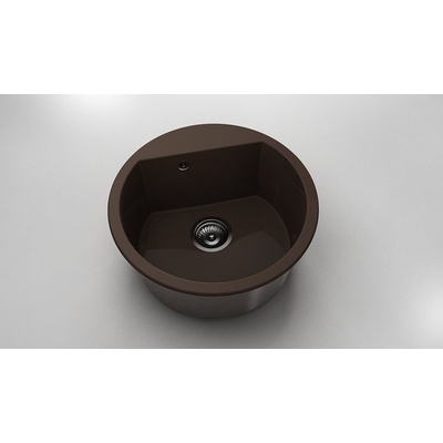 FAT Кръгла мивка Vanguard 223, Polymer marble, 18 Тъмно венге , с включен сифон
