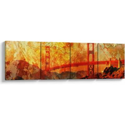 Obraz - Golden Gate, San Francisco, Kalifornie, Čtyřdílný 160x40 cm – Hledejceny.cz