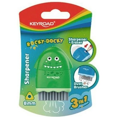 Strúhadlo KEYROAD ROCKY-DOCKY plastové s nádobou na odpad, blister, mix farieb