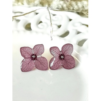 Meganflo Малки обеци хортензия - пепел от рози