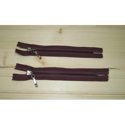 Kostenný zips bordová tmavá 3mm nedeliteľný 14cm
