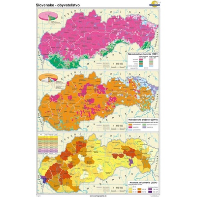 Cartographia Nástenná mapa Slovensko - obyvateľstvo