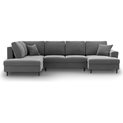 Cosmopolitan Design Светлосив кадифен разтегателен ъглов диван с място за съхранение (ляв ъгъл/U форма) Kyoto - Cosmopolitan Design (COS_ULF_2_F1_KYOTO8)